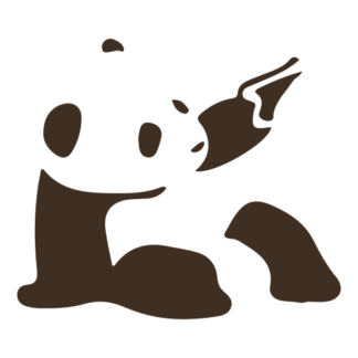 Panda Holding Gun Decal (Brown)